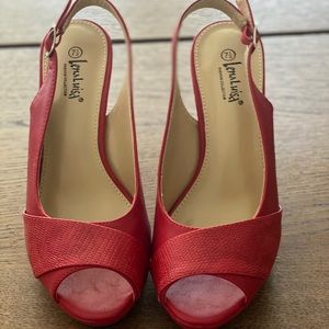 Lena Luisa red platform sling back heels size 7.5